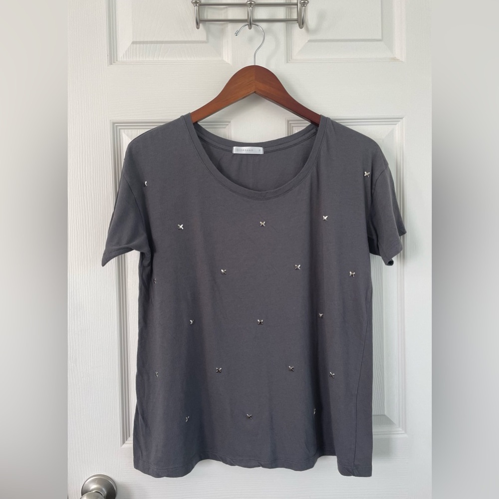 Giordano Elegant Gray Embellished Women's Tee